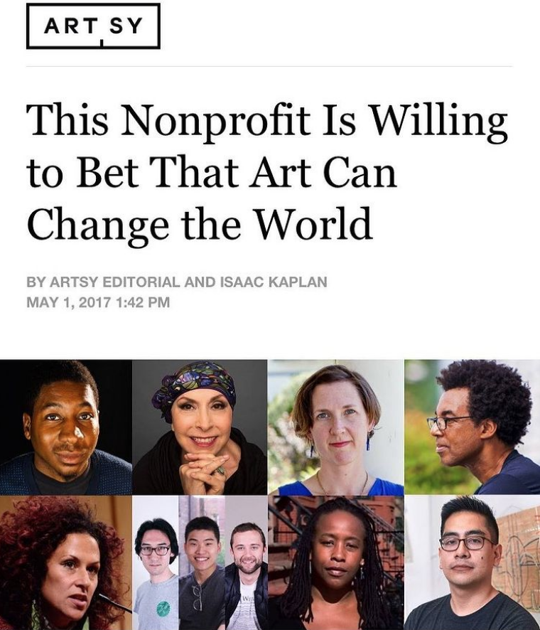Screenshot of an article with the headline "This Nonprofit Is Willing to Bet That Art Can Change the World"